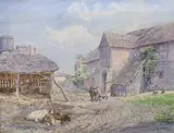 The Earl of Leicster's Barn, Kenilworth Castle by Henry Moore, 1867, pencil and watercolour, offered Apr 2022