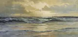 Waves breaking on the shore by Edgar Freyberg, oil on canvas, sold Mar 2022