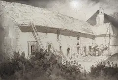 Hangleton Manor by Adrian Beach, ink and wash, sold Mar 2022