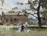 Lacock Abbey by John Yardley, watercolour, sold Mar 2022