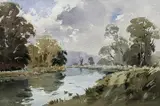 River Avon, Middle Woodford by James Fletcher-Watson, watercolour, sold Mar 2022