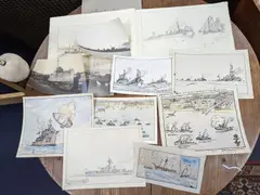 HMS Macliff?' watercolour and ink, 20 x 25cm by Nelson Dawson, watercolour and ink, sold Mar 2022