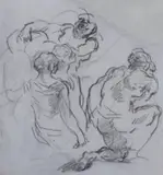 Studies of classical figurestwo black crayon works on by Antonio Dominico Gabbiani, drawing, sold Mar 2022