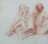 Two Studies' conte crayon largest 19 x 21cm by William Russell Flint, drawing, sold Mar 2022