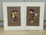 Siblings - Studies of children by Kiyoshi Saitō, pencil, sold Mar 2022