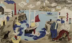 Harbour (SP3), 48 x 75cm by Julian Trevelyan, lithograph, sold Mar 2022