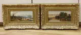 A View on the Thames and Evening on the Thames by Edward Charles Williams, oil, sold Mar 2022