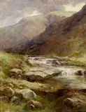 Mountain stream by James G.H. Spindler, oil on canvas, sold Mar 2022