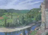 La Roque Gageac by Tom Pomfet, 1986, gouache, offered Mar 2022