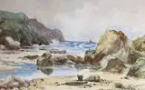 Coastal scene by Edwin Ellis, watercolour, sold Mar 2022
