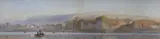 Extensive river landscape with waterside town, 18 x 68cm by Alfred Fitzwalter Grace, watercolour, sold Mar 2022
