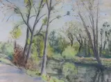 River landscape by Paul Maze, pastel, sold Mar 2022