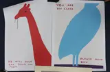You are too close' and 'He will only eat squid ink pasta by David Shrigley, ink, sold Mar 2022