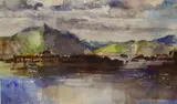 Ben Tianavaig and Sound of Raasay, Skye by Roderick Macdonald, watercolour, sold Mar 2022