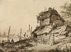 On the river bank by Thomas Sidney Cooper, 1830, pencil, sold Mar 2022