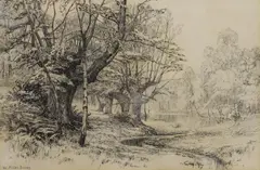 Burnham Beeches by Walter Follen Bishop, ink, sold Mar 2022