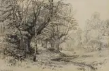 Burnham Beeches by Walter Follen Bishop, ink, sold Mar 2022