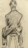 Sketch of a seated man, 25 x 15cm by Margaret Fisher Prout, charcoal, sold Mar 2022