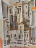 Street scene by Ewa Rosiek-Buszko, pastel, offered Mar 2022