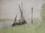 Coloured etching by Michael Blaker, etching, sold Mar 2022
