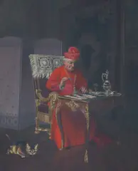Une Reussite by François Brunery, oil on wood, sold Mar 2022