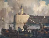 The Lighthouse, Newhaven by William Hyams, oil on canvas, sold Mar 2022