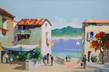 Small fishing village near Cap Ferrat Villefranche by Cecil Rochfort D'Oyly-John, oil on canvas, sold Mar 2022