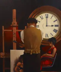 The Critical Hour of 3am'oil on canvassigned61 x 50cmOil on canvas in good original condition, may benefit from a light clean but no real faults noted by Jack Vettriano, oil on canvas, sold Mar 2022