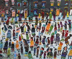 Untitled by Fred Yates, oil on board, sold Mar 2022