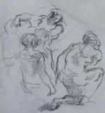 Studies of classical figurestwo black crayon works on by Antonio Dominico Gabbiani, print (other), sold Mar 2022