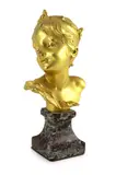 An ormolu head of a boy king, modelled wearing a crown by Raoul François Larche, bronze and stamped, sold Mar 2022