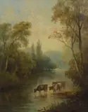 Evening on the Broads and Cattle wateringnear pair of oils of by John Moore of Ipswich, sculpture, sold Mar 2022