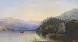 Italian lake scene with figures beside a shrine by George Edward Herring, oil on canvas, sold Mar 2022