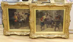Tavern interiors with cavaliers and magpies, indistinctly signed, 52 x 63cm by George Appert, oil, sold Mar 2022
