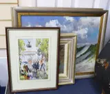 Beach scenes and Seated female nude, largest 38 x 49cm, with a watercolour and four sketch books by Roy Pettitt, watercolour and four, sold Mar 2022