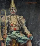 The French Clown by James Charles Middleton, oil on board, sold Feb 2022