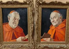 The Erudite Monk and Monk reading a letter, both signed, 26 x 19cm by Otto Eichinger, oil, sold Feb 2022