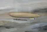 Fleurus Airship French Army 1912 by Norman Wilkinson, ink and watercolour, sold Feb 2022