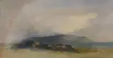 Mountain landscape with rainbow by Charles Norman Longbotham, watercolour, sold Feb 2022