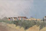 Beach Huts, Southwold, Suffolk by Alexander Lumley, watercolour and pastel, sold Feb 2022