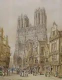 Rheims Cathedral by Henry Thomas Schafer, watercolour, sold Feb 2022