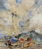 Boats at Newport by Beryl Mallinson, pastel, offered Feb 2022