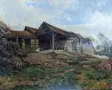 Villiers le Belle, inscribed verso, 31 x 40cm, unframed by Charles Gogin, oil on wood, sold Feb 2022
