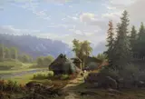 Alpine landscape in summer by Eliza Agnetus Emilius Nijhoff, oil on canvas, sold Feb 2022