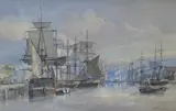 Yarmouth Harbour and Quays by William Holman Hunt, 1878, watercolour, offered Feb 2022