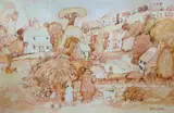 Nocturne by Graham Clarke, ink and watercolour, sold Feb 2022