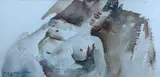 Reclining female nude by David Weston, 1986, watercolour, sold Feb 2022