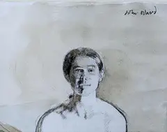 Head study of a young man by John Ward, pencil and watercolour, sold Feb 2022
