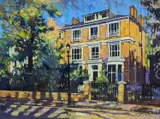 House viewed from the street by David Napp, pastel, sold Feb 2022