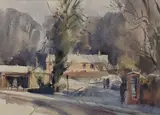 Snow at Hertingfordbury by Trevor Chamberlain, watercolour, sold Feb 2022